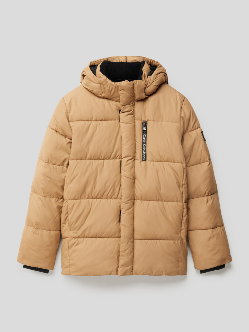 Jacke mit Label-Details Modell 'Puffer' in camel