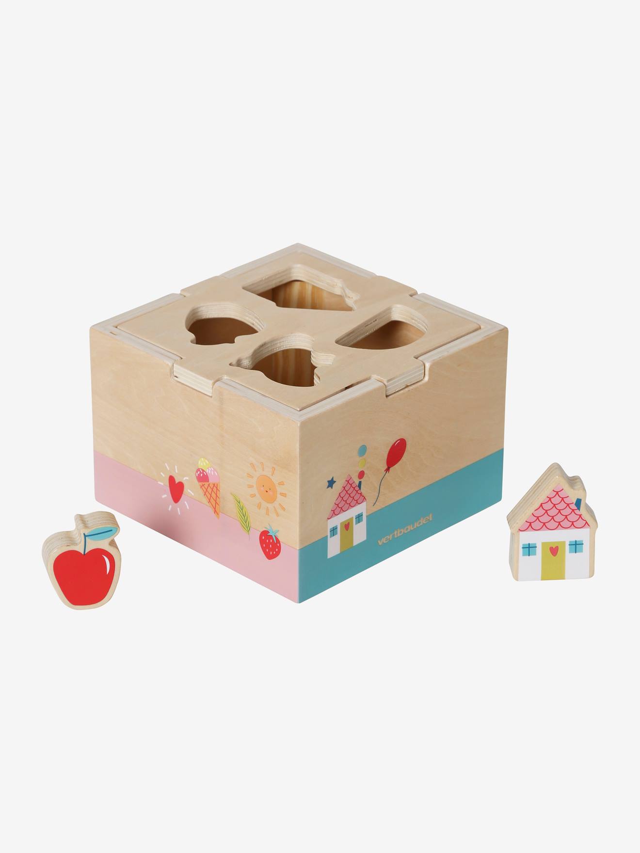 Boite des formes à encastrer CROQUE LA VIE en bois FSC® rouge