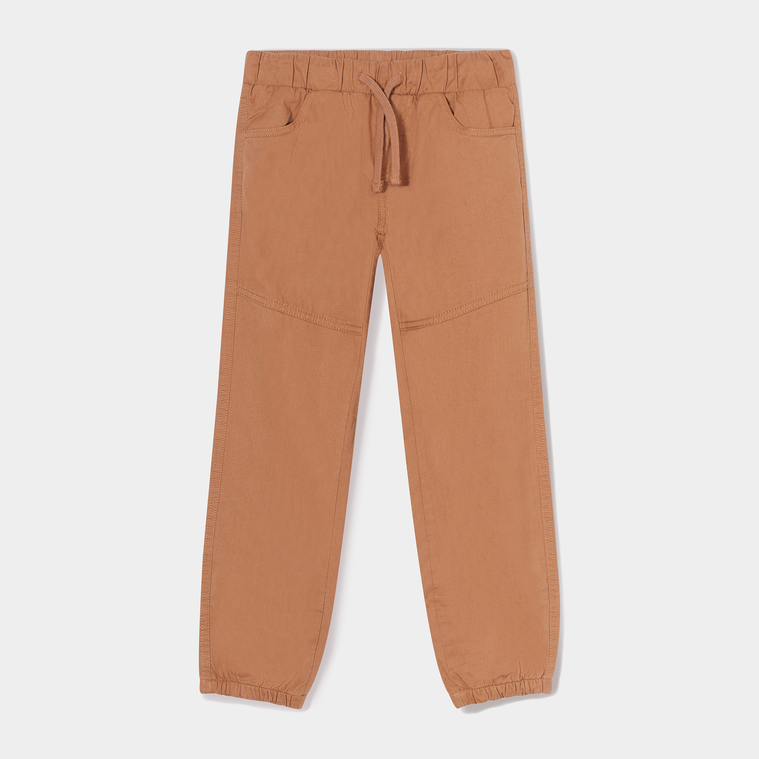 Pantalon regular taille élastiquée coton marron garçon | La Halle