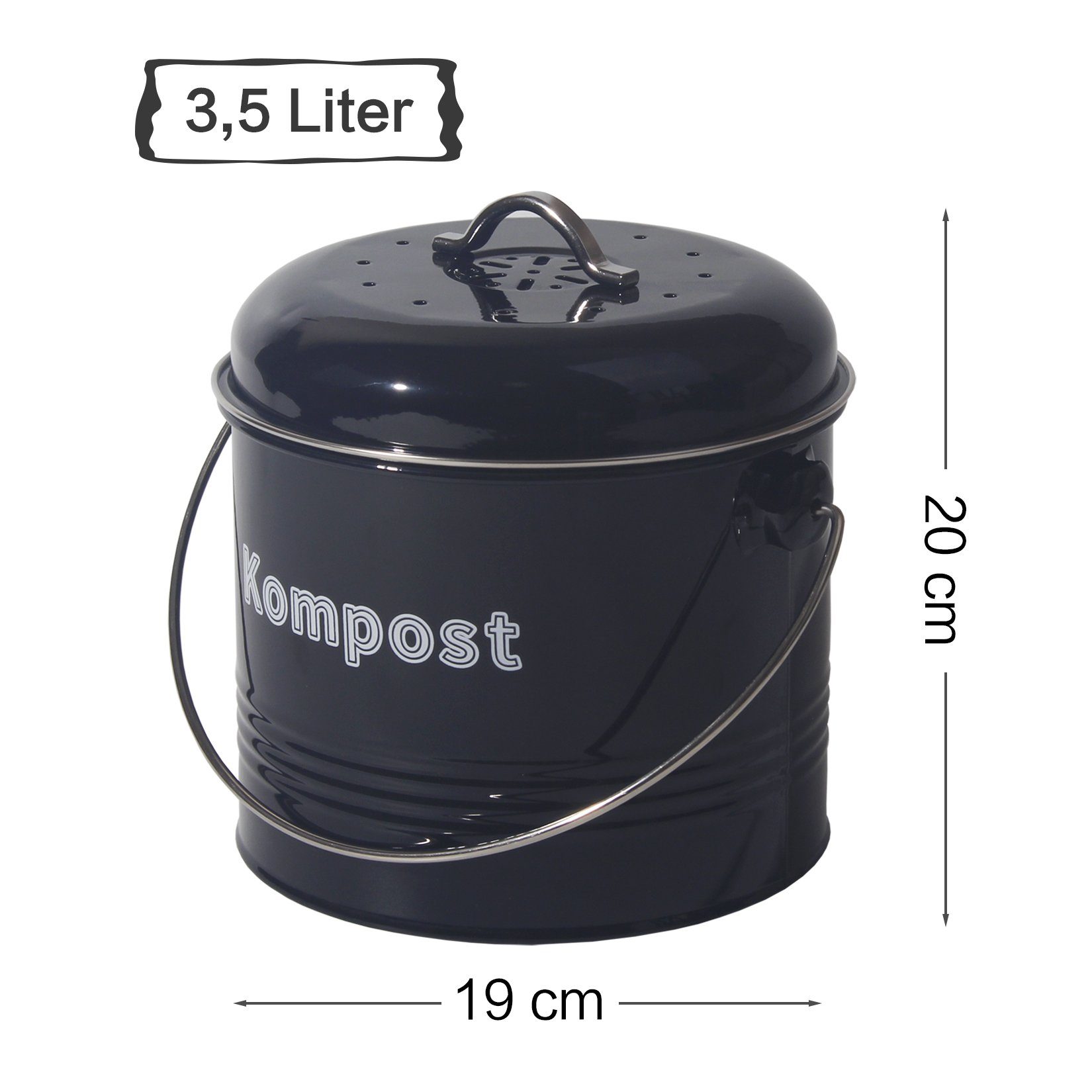 Zedelmaier Biomülleimer Biomülleimer Küche, Bio Mülleimer, Komposteimer Metall, Geruchsdicht mit Aktivkohlefiltern, Biomüll Retro 3,5L
