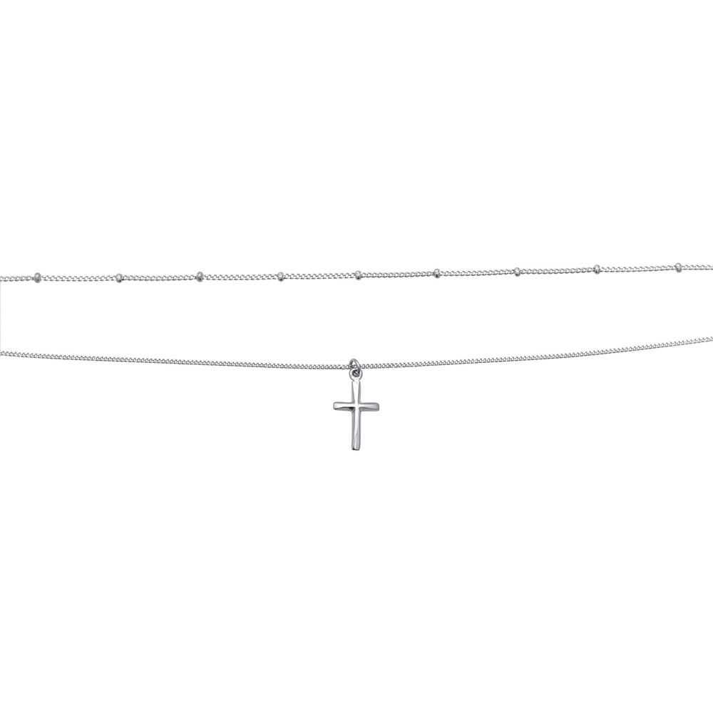 Elli Elli Collier Femmes choker croix pendentif couches en argent sterling 925 collier
