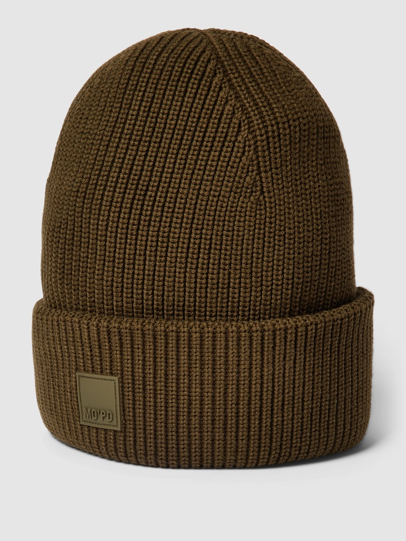 Beanie mit Label-Detail in olivgrün