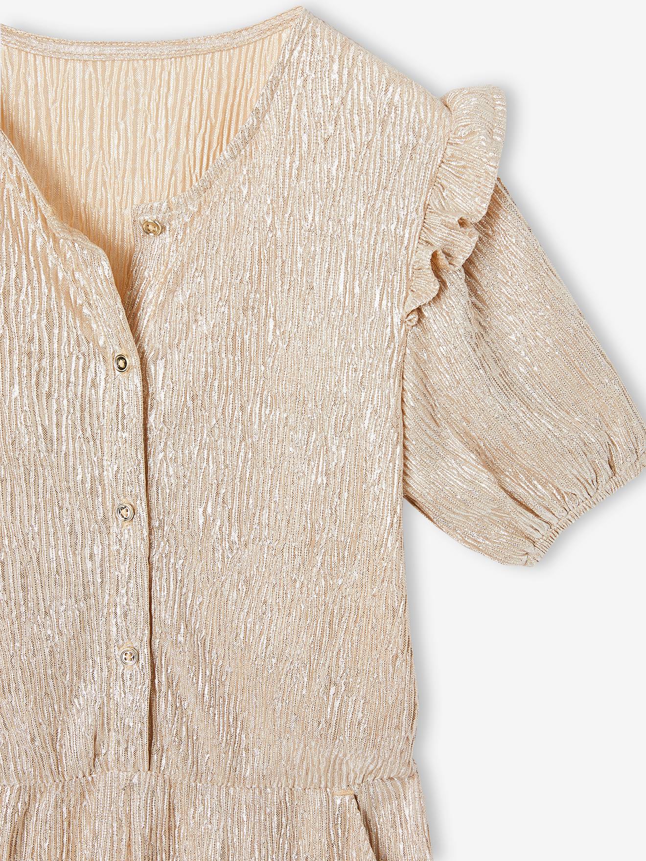 Vertbaudet Festlicher Mädchen Jumpsuit mit Ballonärmeln - gold