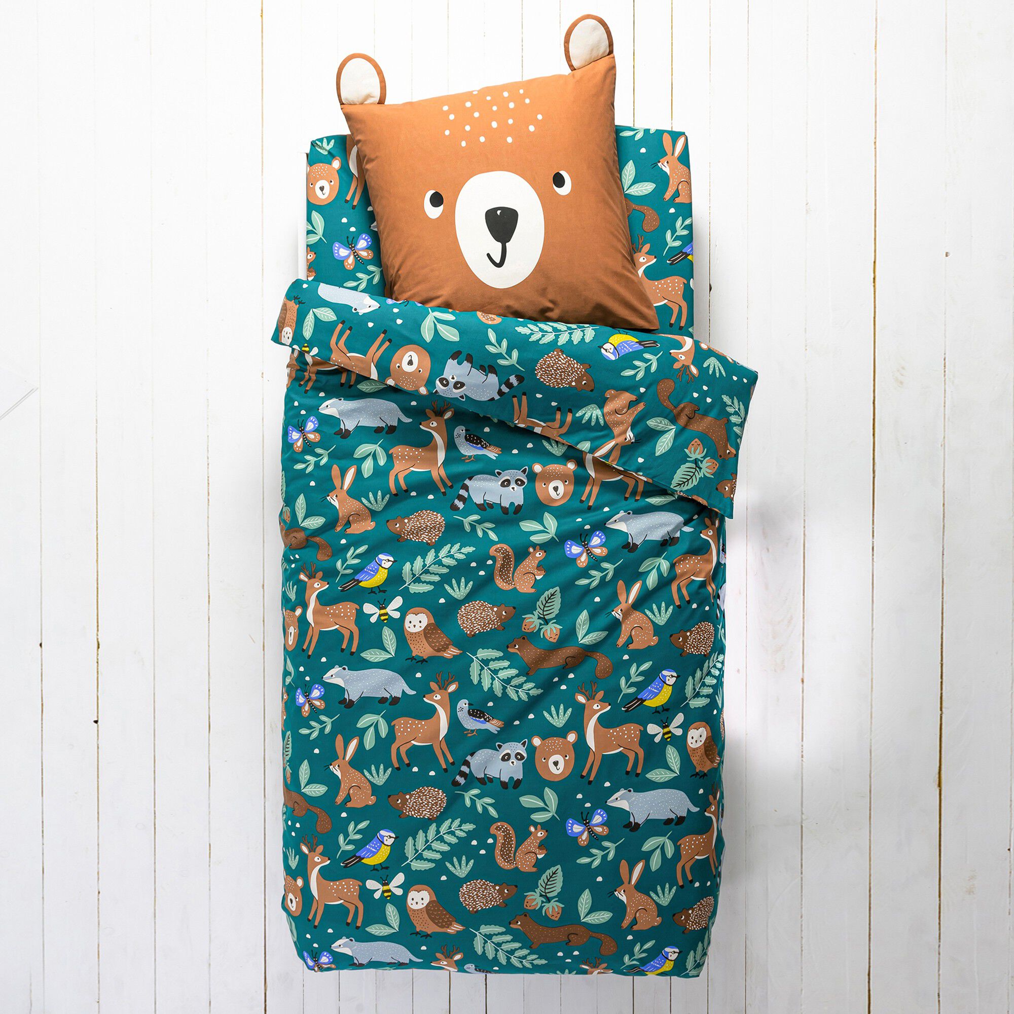Linge de lit enfant à motifs Ourson en coton biologique, éco-responsable