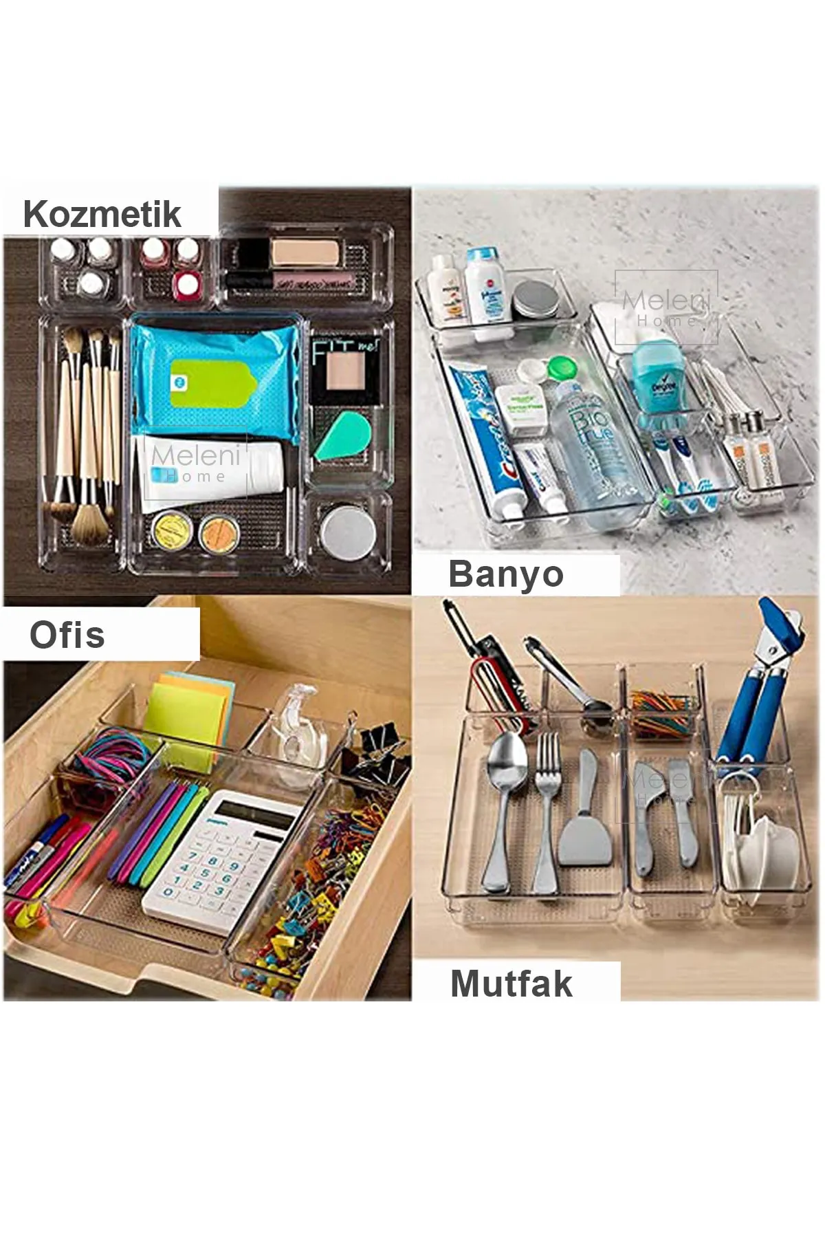 Meleni Home  Modularer Schubladen-Organizer, Make-up-Schmuck-Organizer – Büro-Desktop-Organizer 15 cm