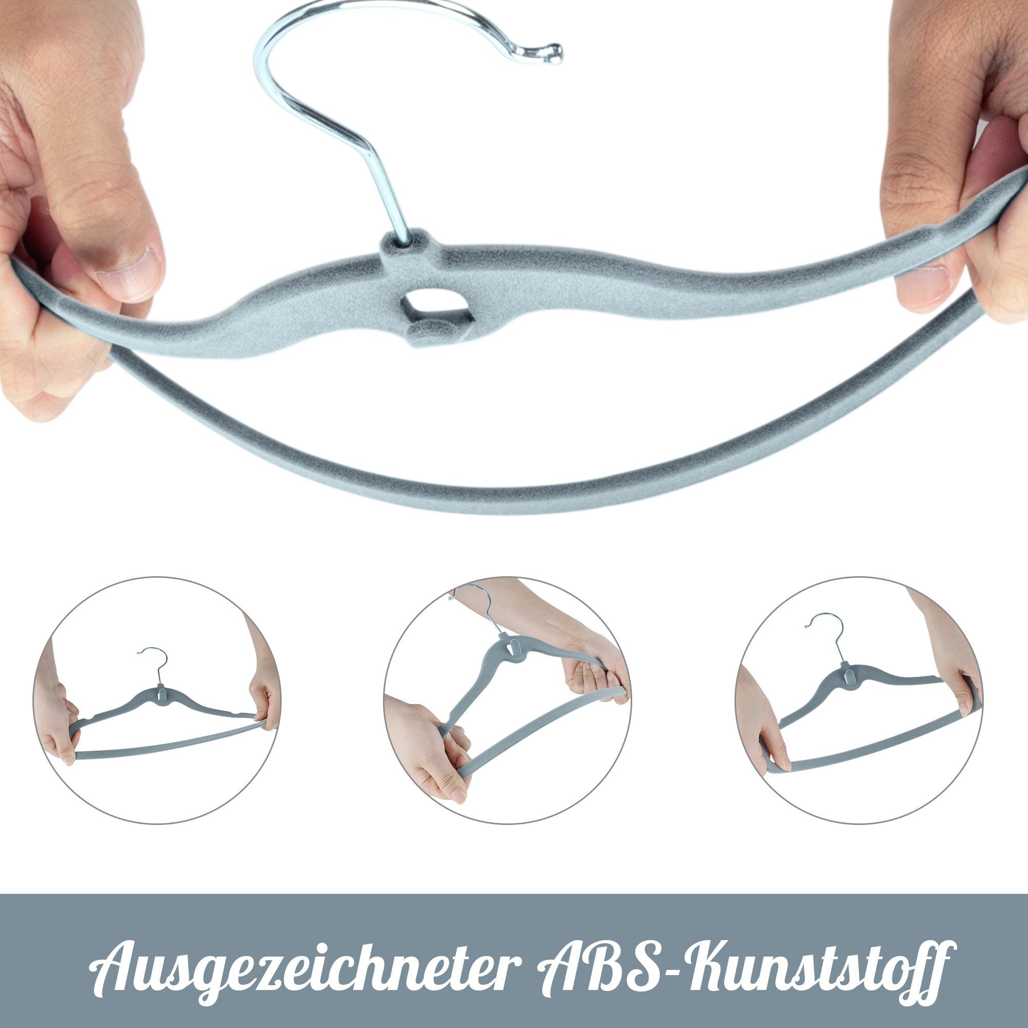 Homewit Mehrfach-Kleiderbügel Kinder Samt Kleiderbügel mit Haken und Kleiderschrank Trenner, (Set, 20-tlg), für Kinderkleidung, Babykleidung, Rock und Hose für Kinder