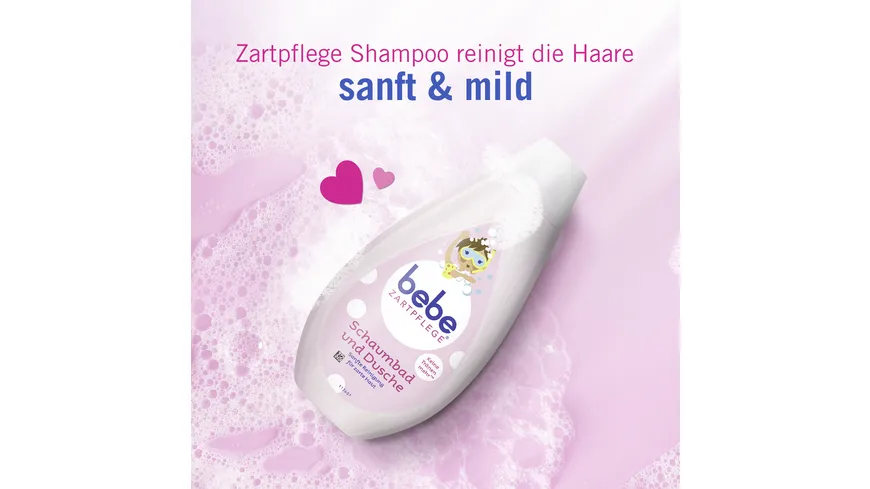 bebe ZARTPFLEGE Schaumbad und Dusche Sanfte Reinigung für zarte Haut 500 ml