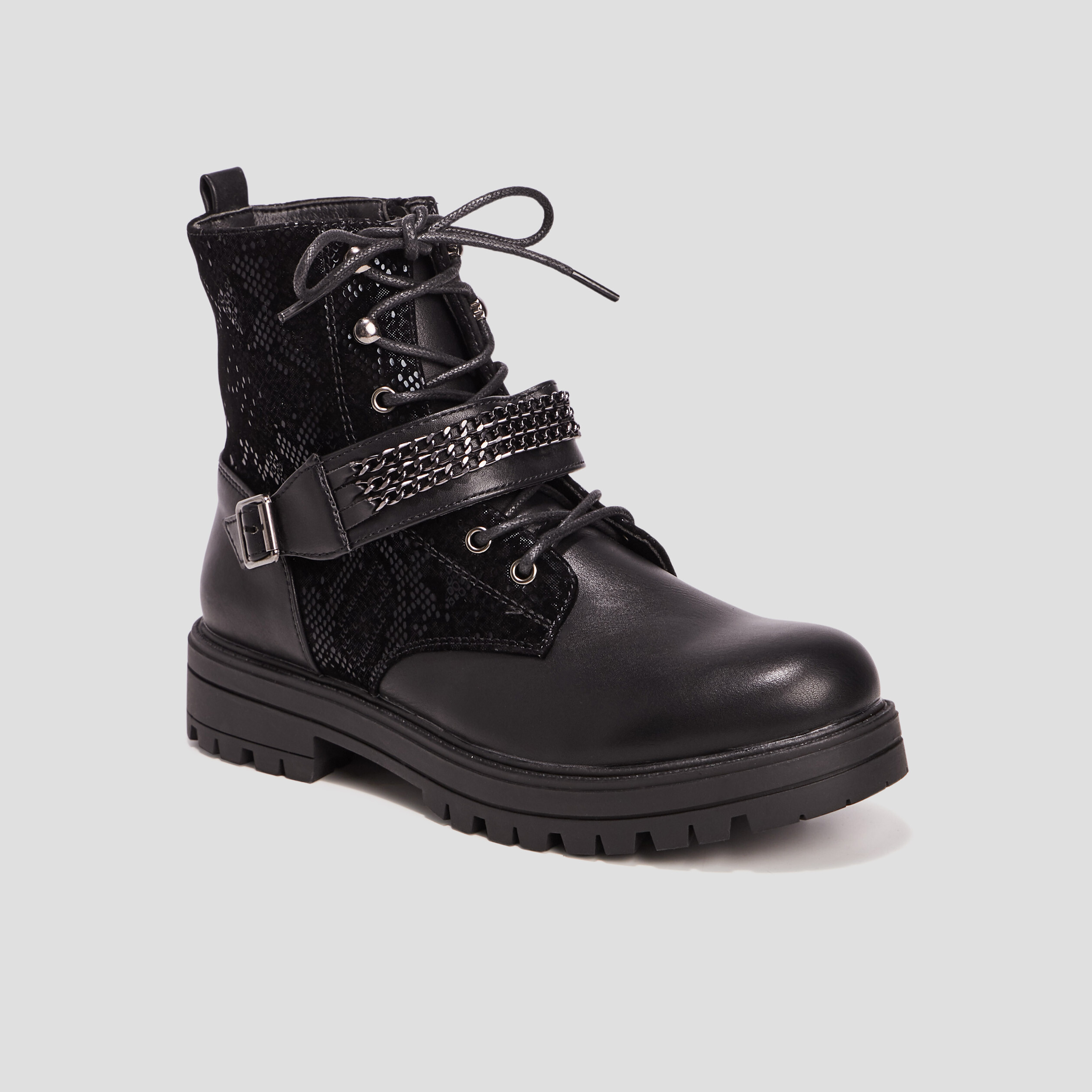 Bottines avec brides noir fille | La Halle