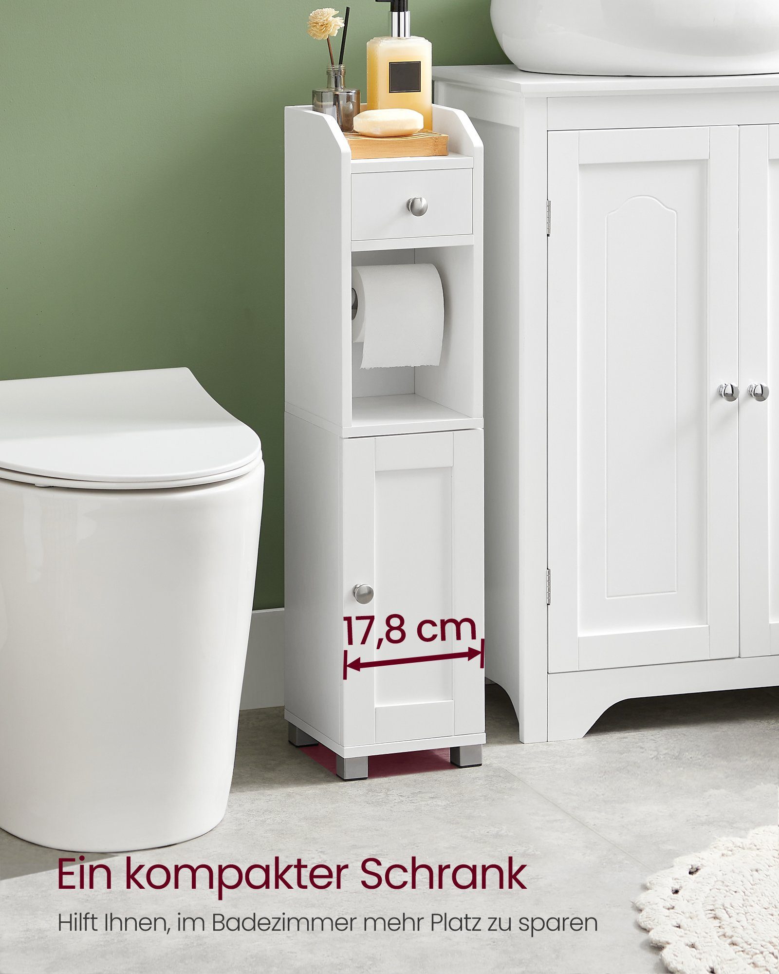 VASAGLE Badkommode Badezimmerschrank, verstellbare Ablage
