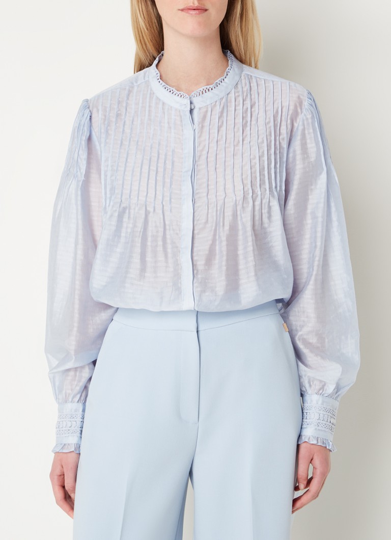 Aaiko  Carlita blouse in lyocellblend met broderie en plooidetail