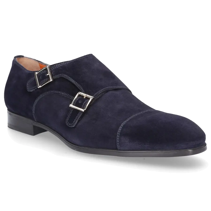 Santoni - Monk Schuhe 14549 Veloursleder - blau