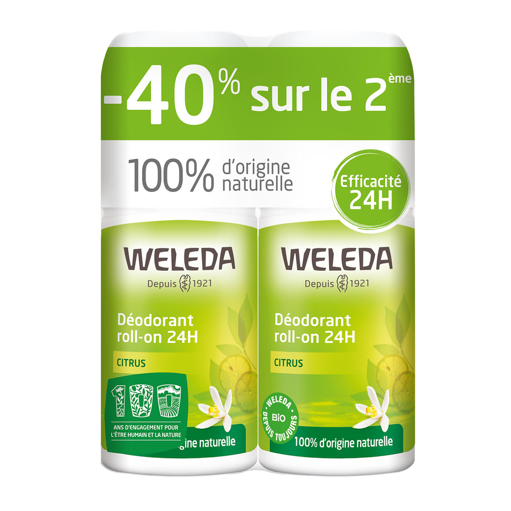WELEDA Duo Déodorant roll-on 24H Citrus - 2 x 50 ml Hygiène