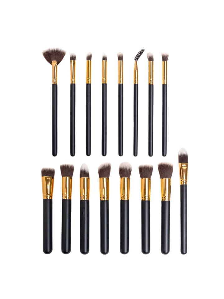 Intirilife Make Up Pinsel Set 16-tlg synthetisches Pinselhaar Schminkpinsel in Schwarz günstig kaufen onesize