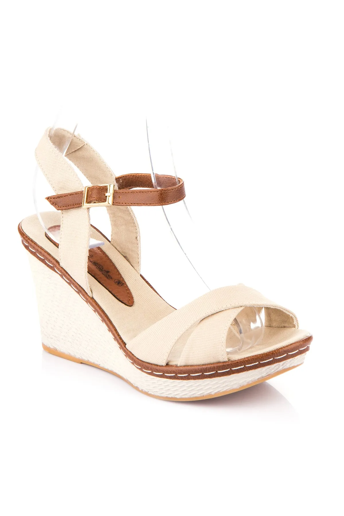 Fox Shoes  Beigefarbene Damenschuhe mit Keilabsatz 9674040205