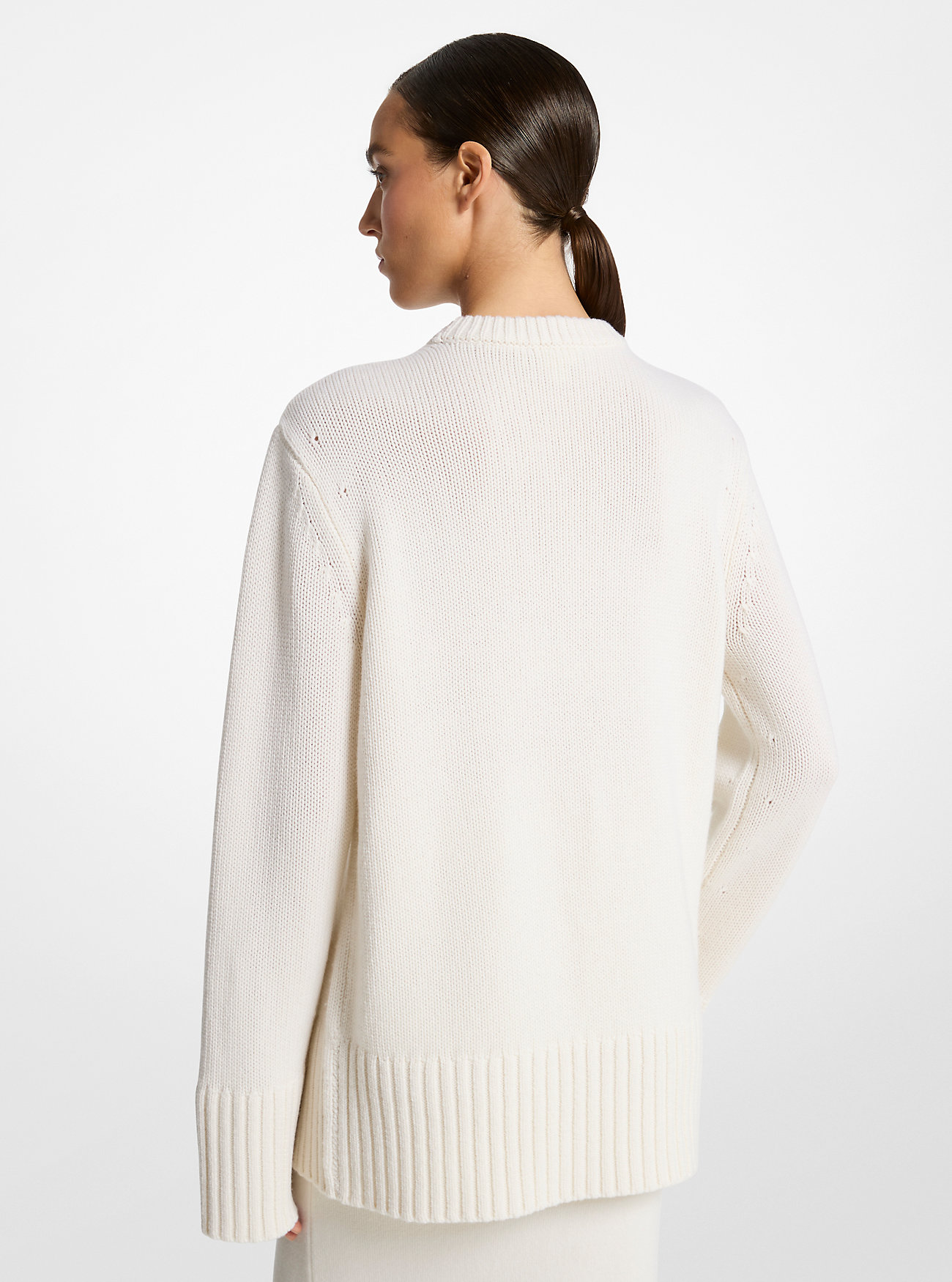 Luźny sweter z kaszmiru - OPTIC WHITE