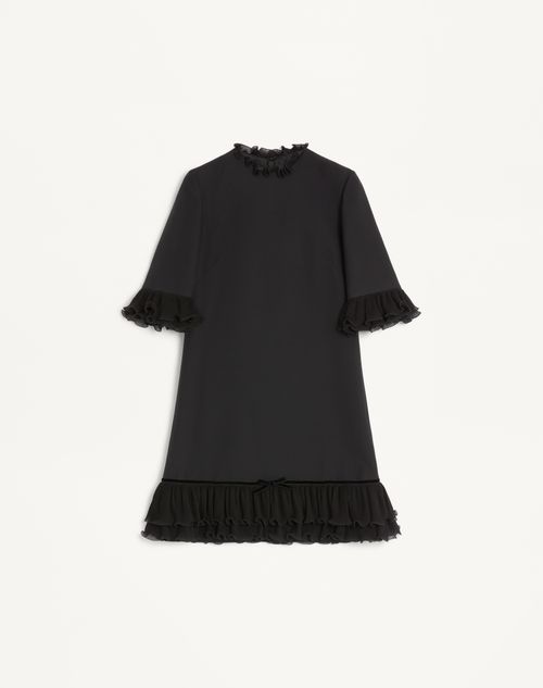 Vestido curto de crepe de alta costura