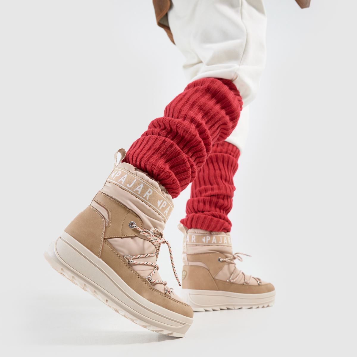 PAJAR – Galaxy – Beige snöstövlar med ankelrem