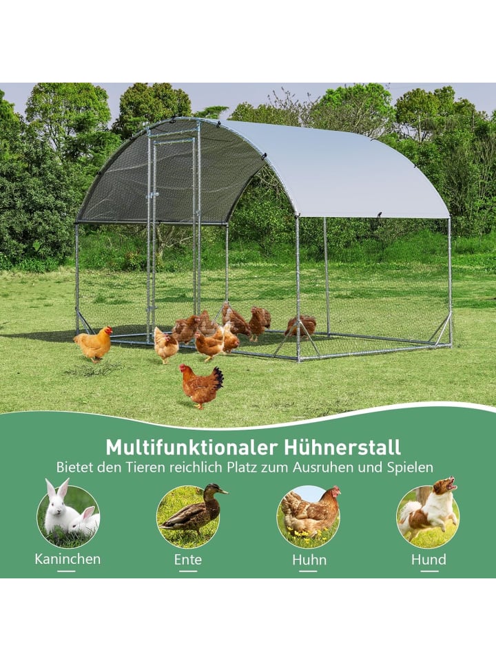 COSTWAY Hühnerstall 190 x 280 x 195 cm in Silber günstig kaufen onesize