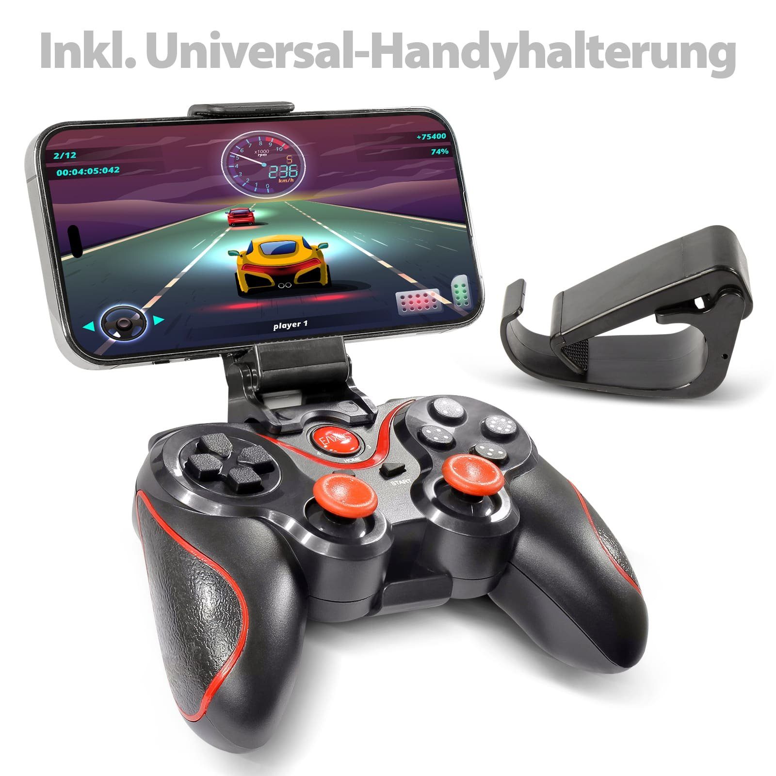 EAXUS Bluetooth Gamepad für Fire TV, Smartphone, Android, Google TV & Co. Controller (inkl. Smartphone-Halterung, Auch für Cloud Gaming, Handy & VR)