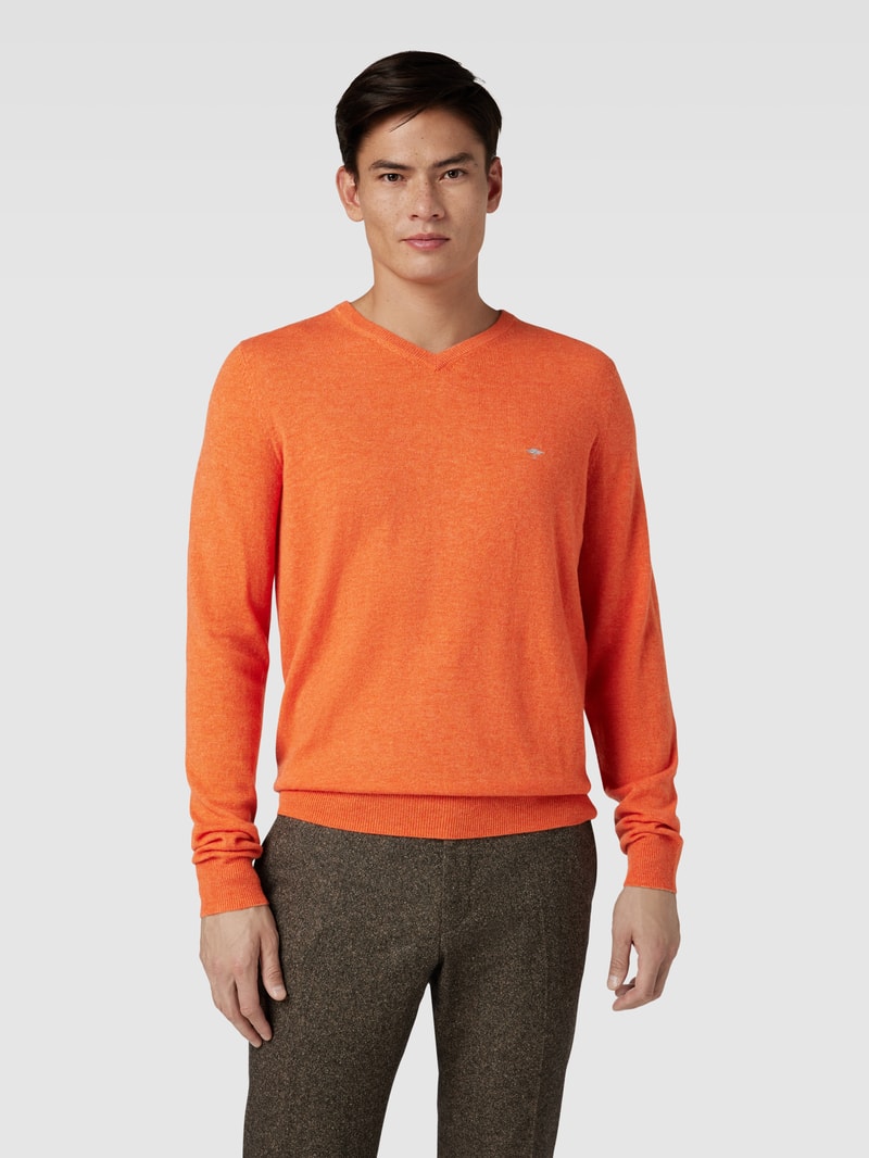 Strickpullover mit Logo-Stitching in orange