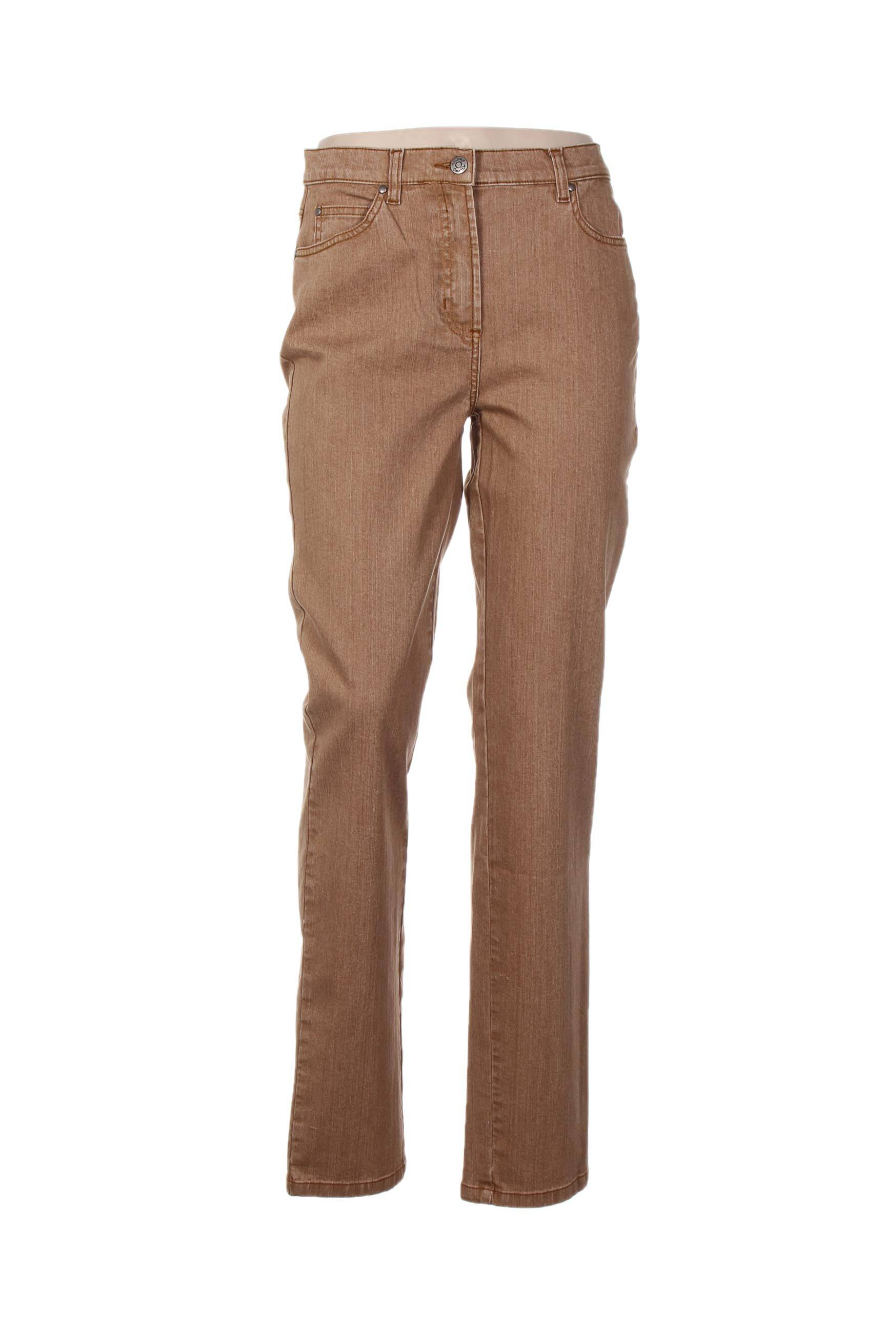 Karting Jeans Coupe Droite Femme couleur marron