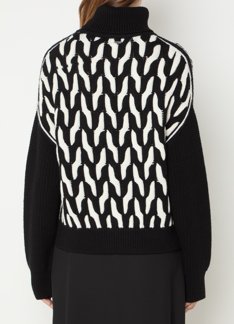 Pulover HUGO BOSS Ferdolia din tricot gros de lână cu model integrat.