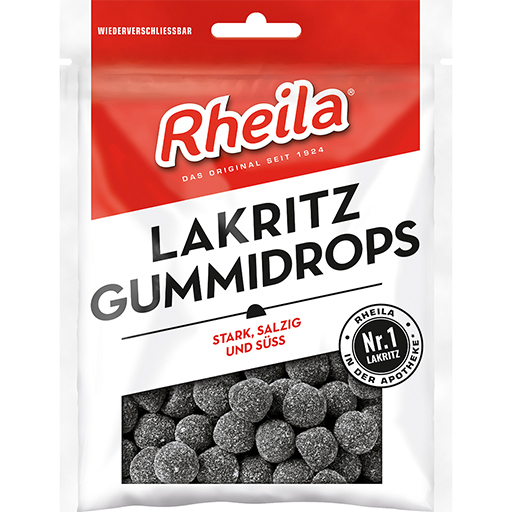 RHEILA Lakritz Gummidrops mit Zucker  90 g  Bonbons