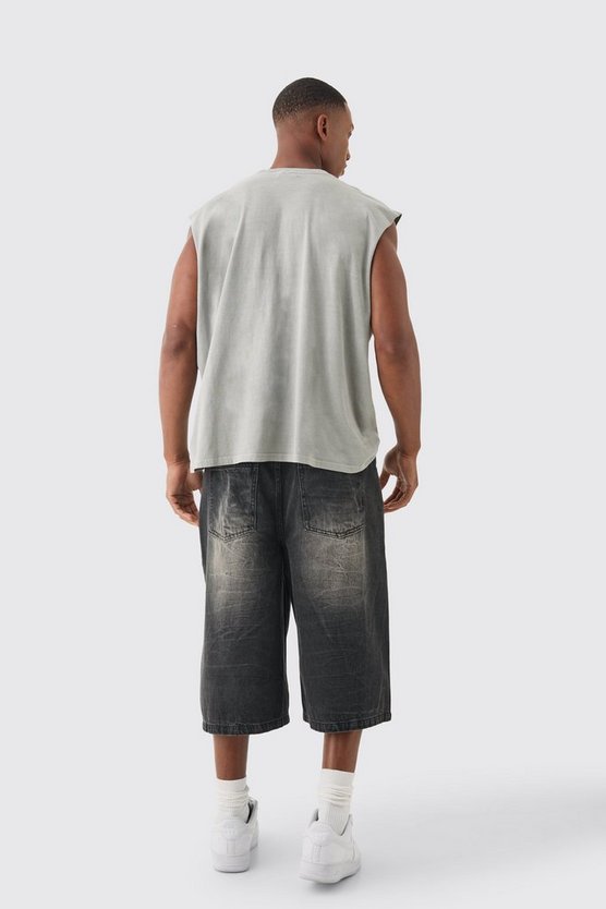 Kastiges Oversize Tanktop mit Renaissance Worldwide Print