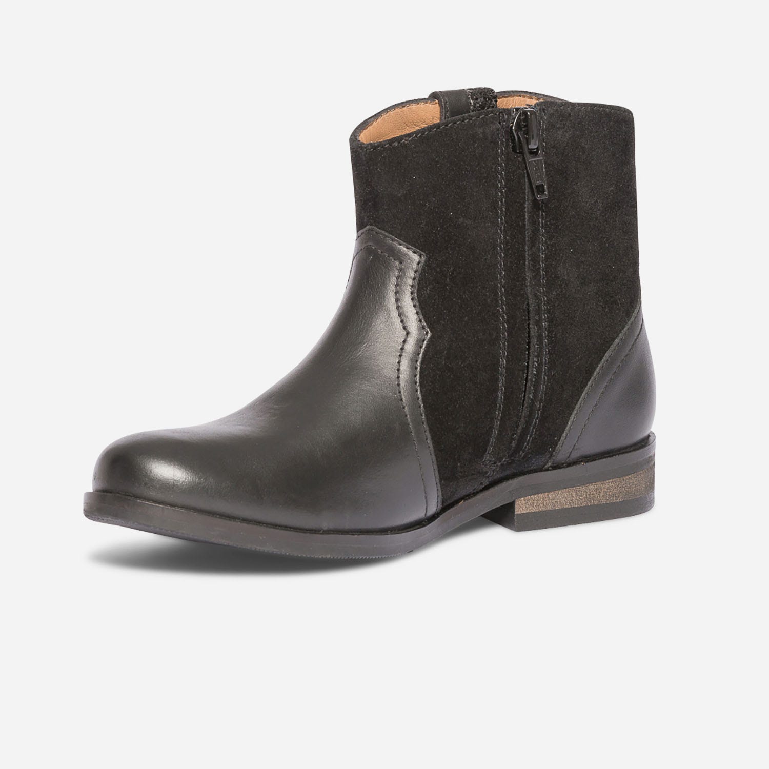 Boots noir en cuir bi matière
