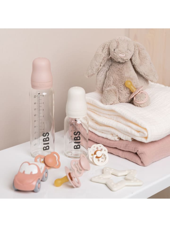 BIBS Glas-Flasche 2er Pack Baby Bottle Complete in rosa günstig kaufen onesize