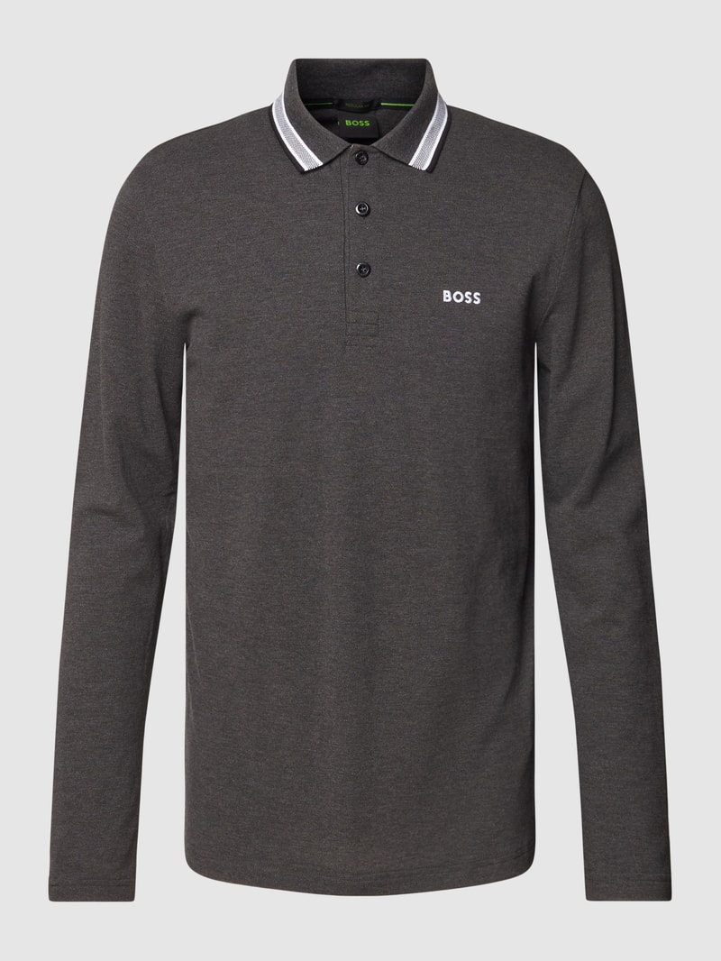 Poloshirt mit langen Ärmeln Modell 'PLISY' in anthrazit