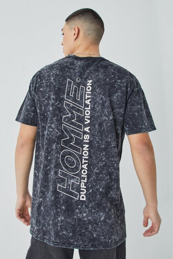 Oversize T-Shirt mit Acid-Waschung und Print