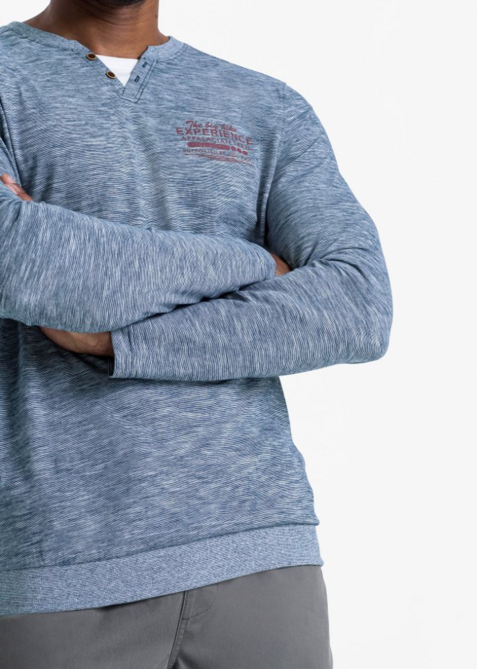 Henleyshirt mit Komfortschnitt, Langarm