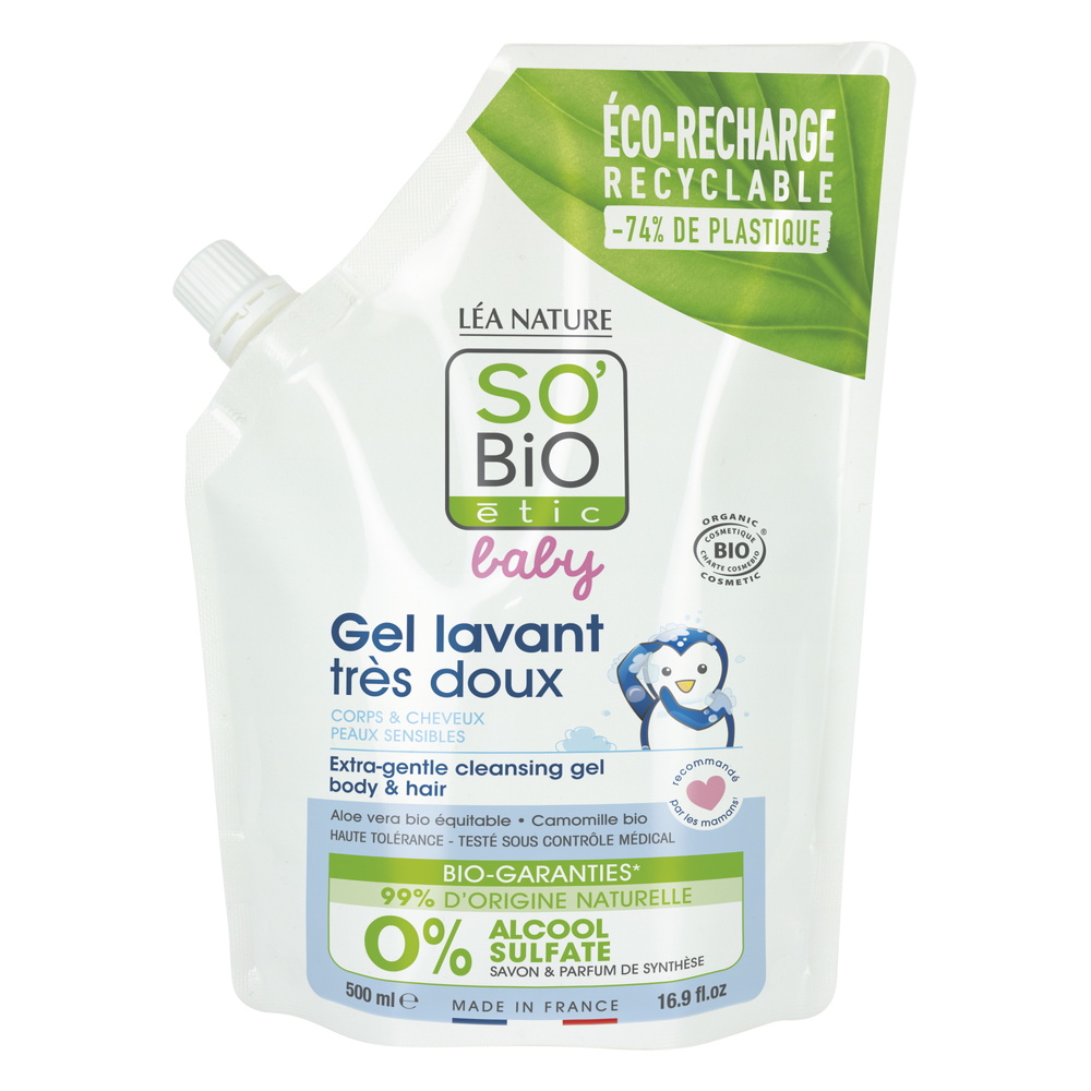 LÉA NATURE SO BiO étic Ecopack gel lavant très doux Gel lavant