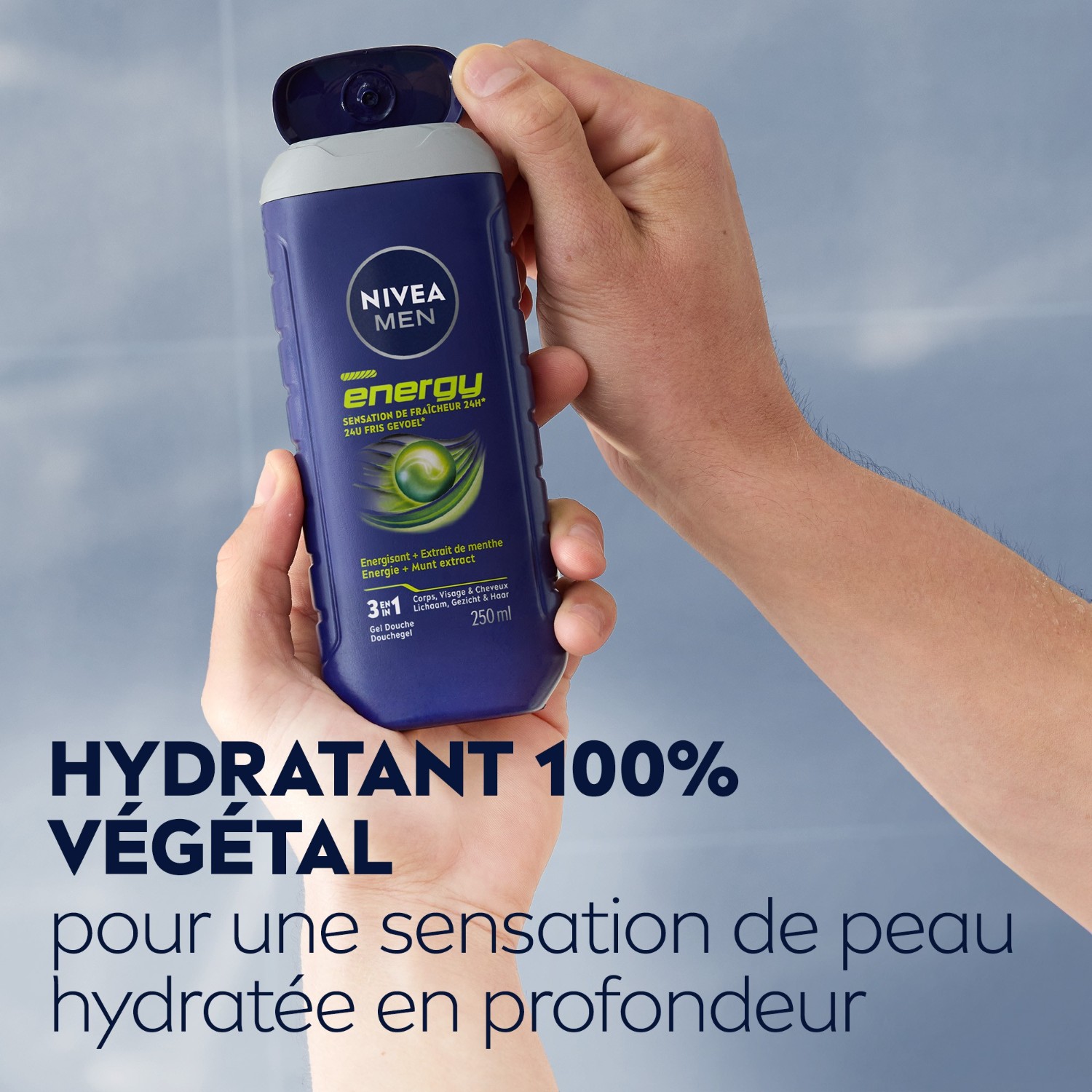 NIVEA освежавајући гел за туширање за мушкарце, лице, тело и косу, екстракт менте
