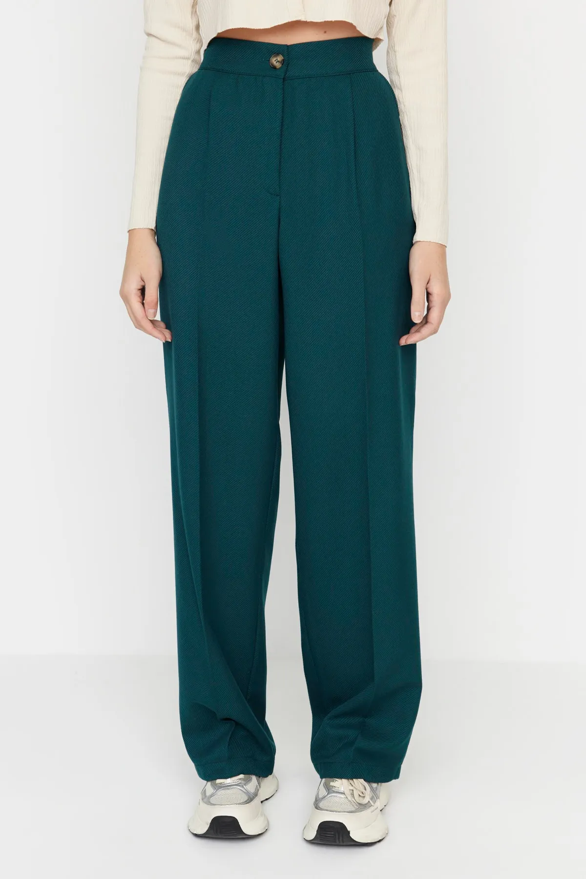 Trendyol Collection  Petrolfarbene gerade/gerade geschnittene Webhose TWOAW22PL0321