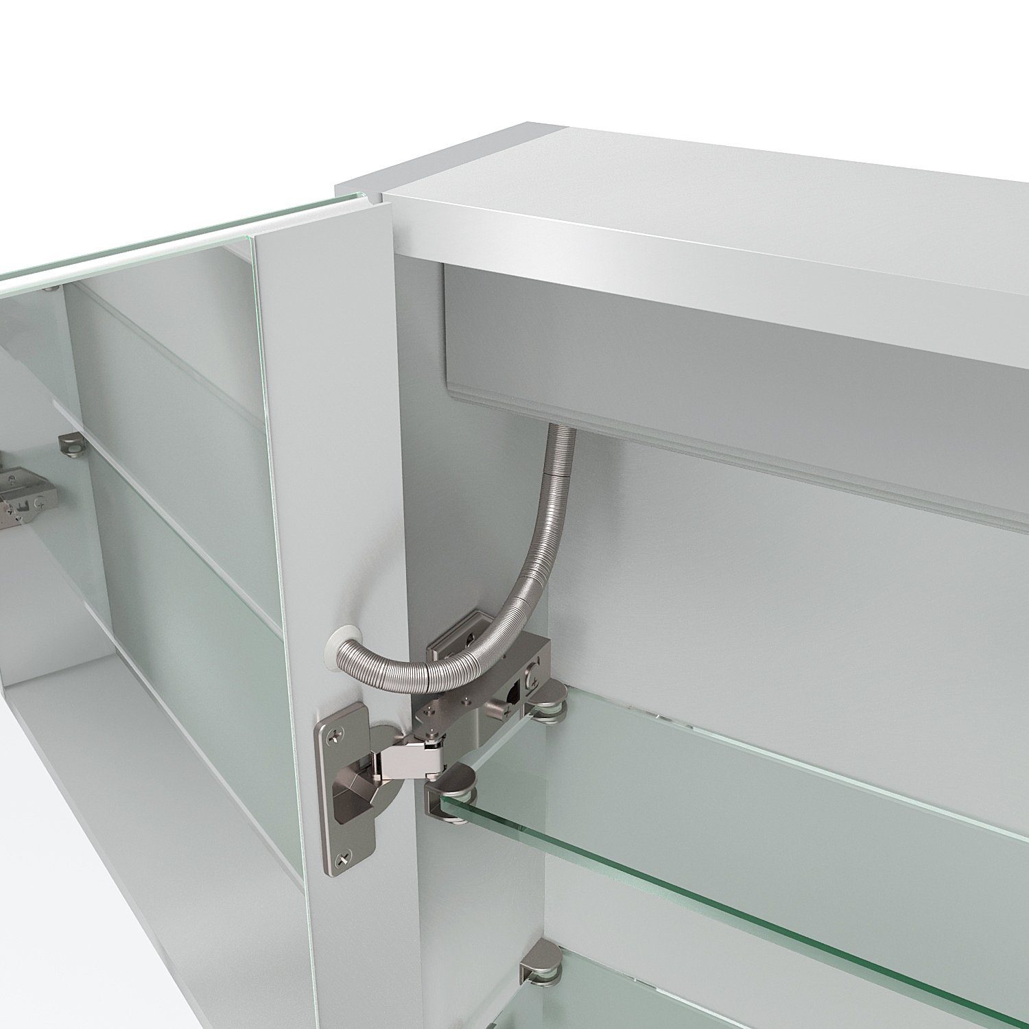 AQUALAVOS Badezimmerspiegelschrank Bad Spiegelschrank mit LED Kaltweiß Beleuchtung IR Sensor Wandschrank 50x70 cm, mit 1 Türig, Doppelseitige Glasspiegel, Soft-Close-Funktion