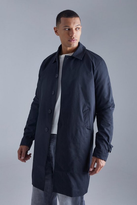Tall einreihiger Twill-Trenchcoat