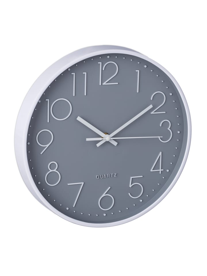 relaxdays Wanduhr in Grau/ Weiß - Ø 30 cm günstig kaufen onesize