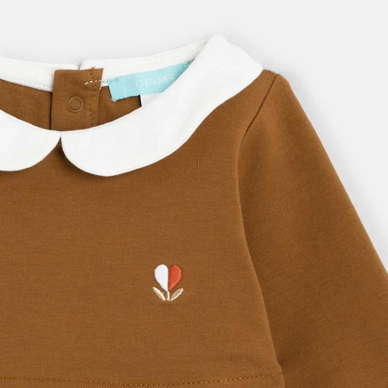 Robe 2 en 1 en molleton marron bébé fille