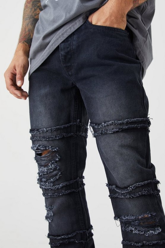 Ausgefranse zerrissene Slim-Fit Schlagjeans