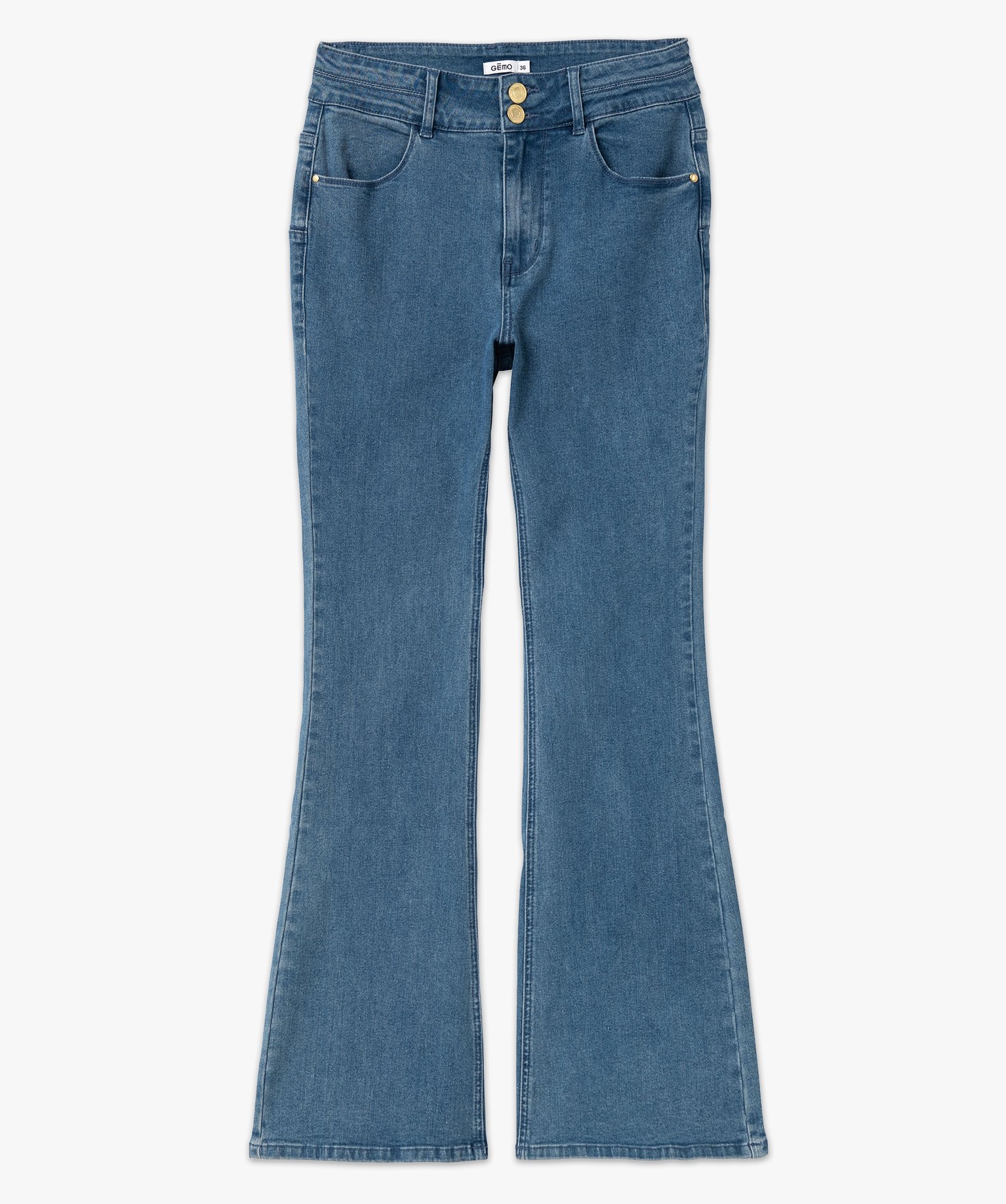 Jean Bootcut taille haute effet push-up femme stone | GEMO