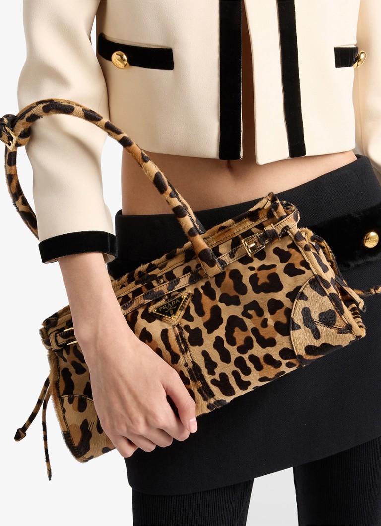 Prada Medium leather handbag with leopard print