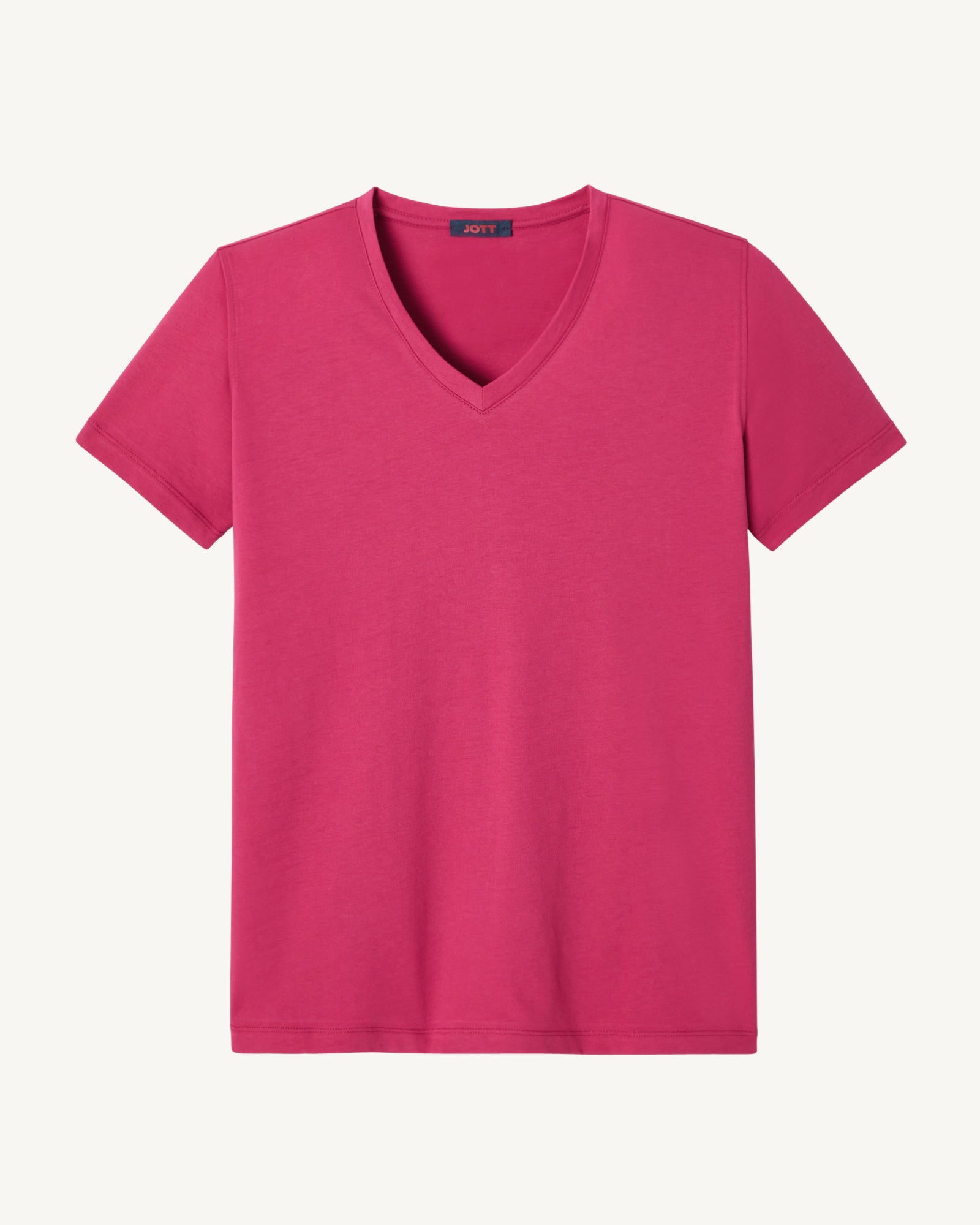 T-shirt uni col V en coton biologique Rose cerise Cancun