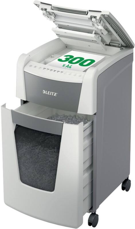 Leitz IQ Autofeed Office 300 Automatischer Aktenvernichter Mikroschnitt Sicherheitsstufe P-5 300 Blatt Automatisch & 8 Blatt Manuell