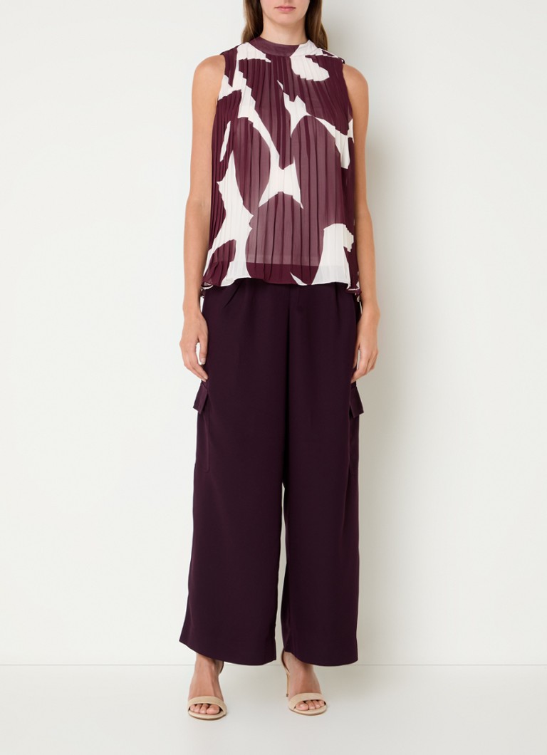 Phase Eight Nina semi-transparent top with print and pleated