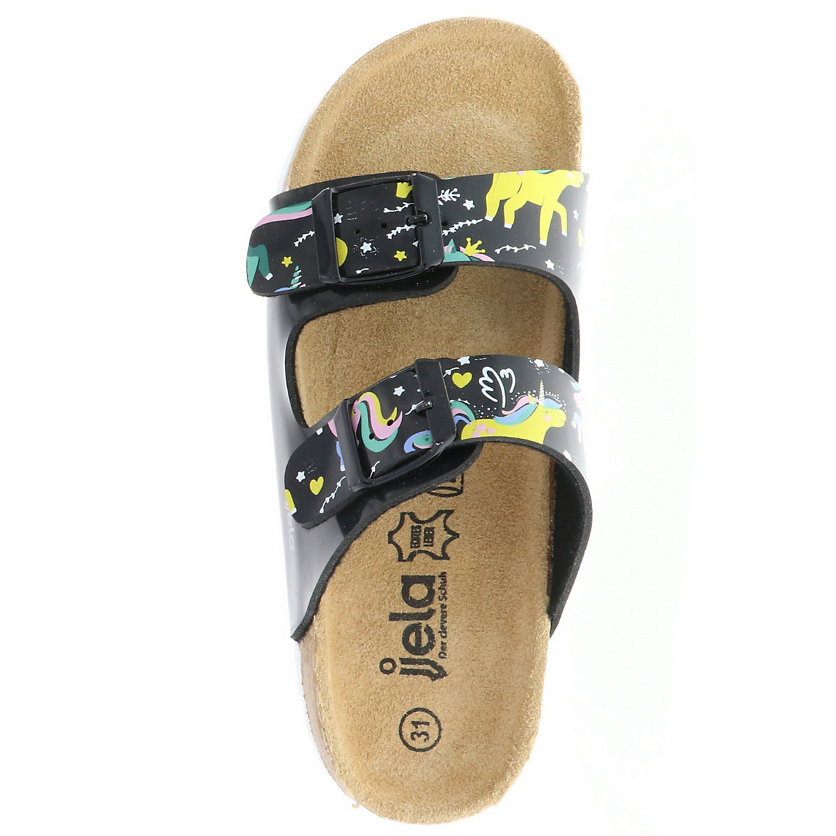 Kinder Mädchen Damen Pantoletten Hausschuhe Slipper Schlappen Einhorn schwarz/mehrfarbig