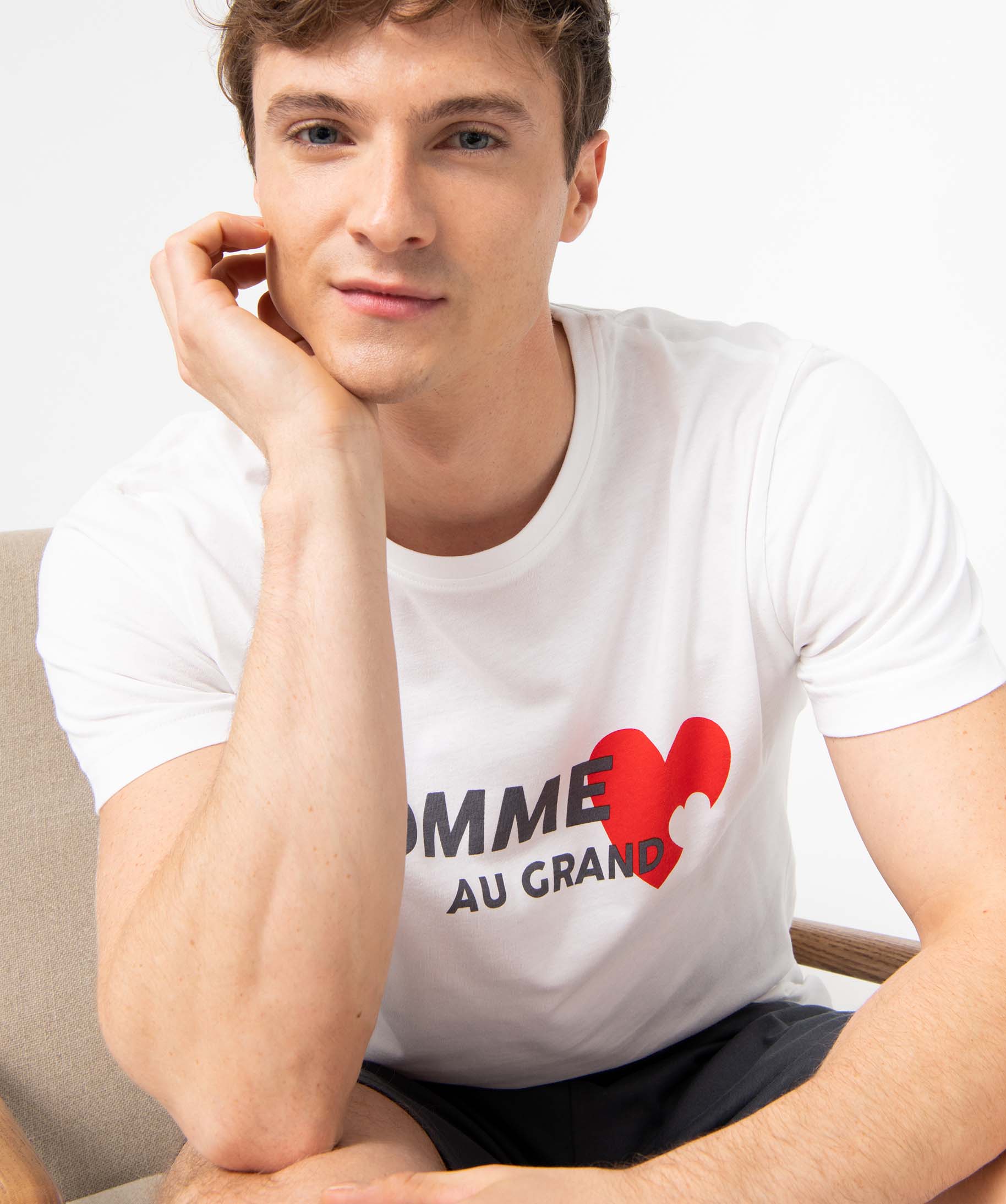 Pyjashort homme mix&match imprimé cur blanc | GEMO