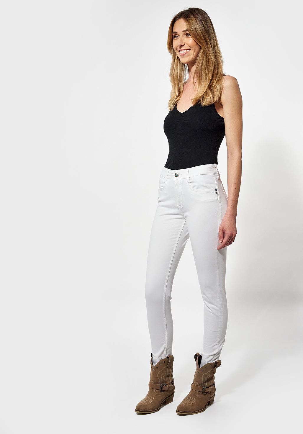 LEAWE  Jean slim 7/8 blanc Femme