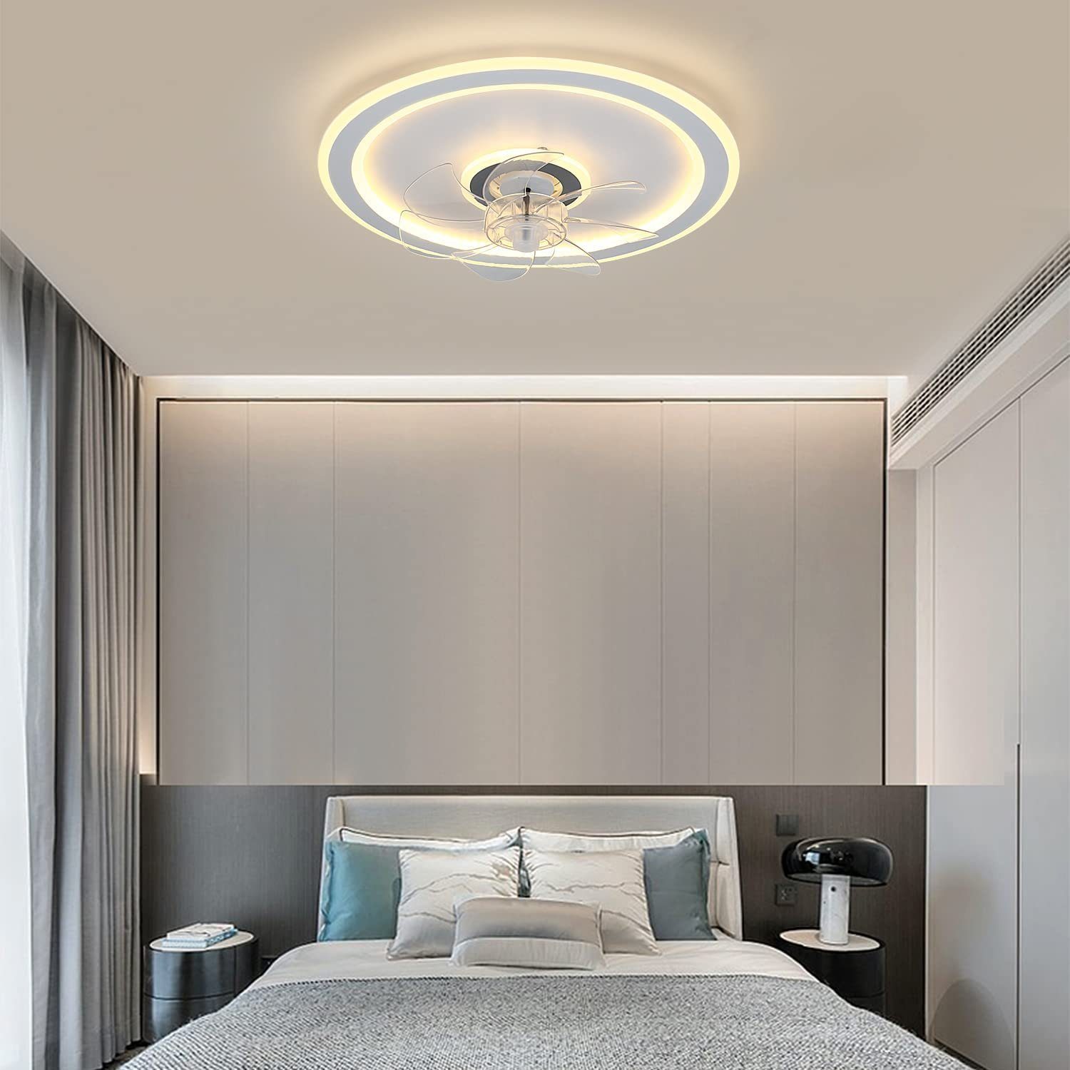 JDONG Deckenventilator mit Beleuchtung und Timer 54W Leise Deckenleuchte Ventilator Dimmbar, Einstellbare Windgeschwindigkeit für Wohnzimmer Esszimmer Schlafzimmer